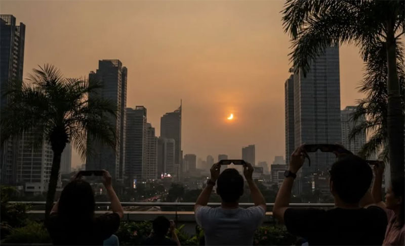 Solar eclipse 2026 photographed with a telephoto lens