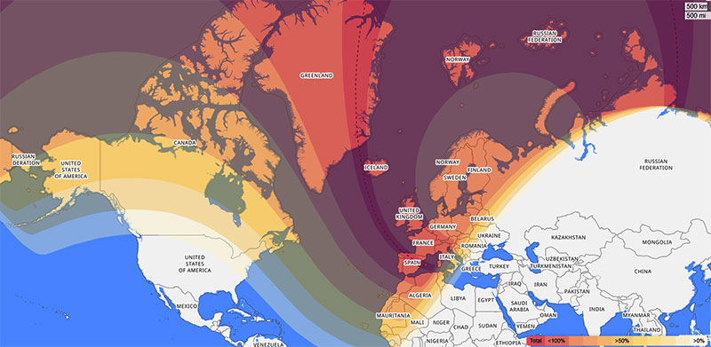 Eclipse 2026 UK solar eclipse visibility map